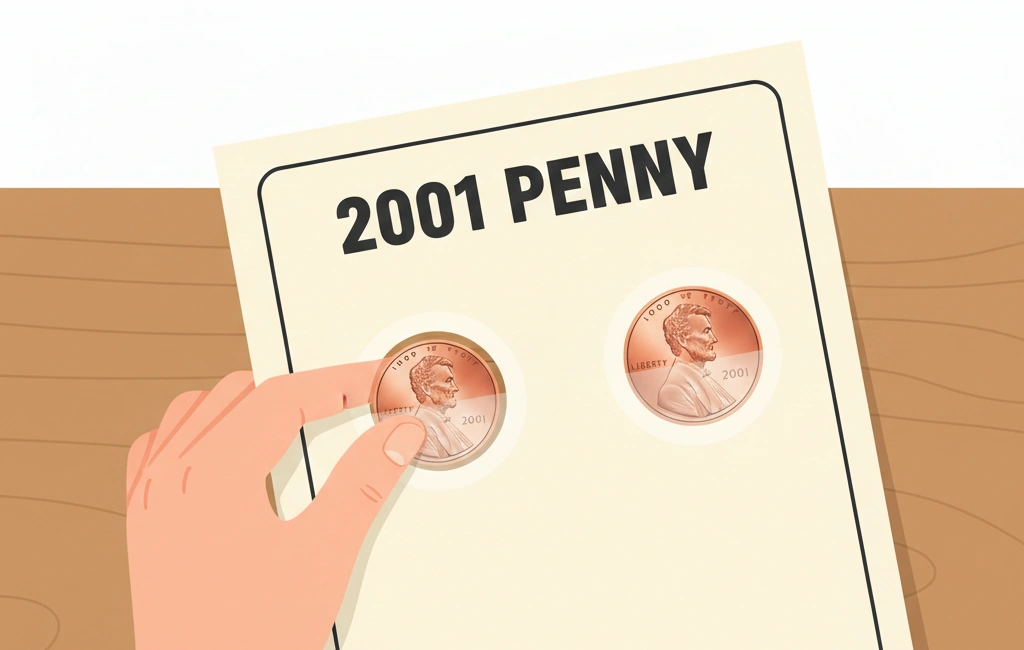 A coin album page titled “2001 Penny”